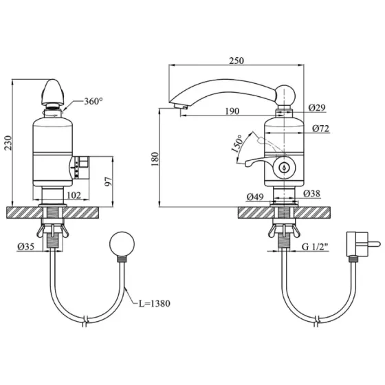 Проточный водонагреватель для кухни WEZER SDR-D05 белый Киев
