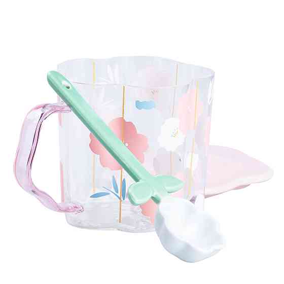 Happy Life Чашка скляна 500 мл з ложкою і кришкою Рожевий HP7213P Коломыя