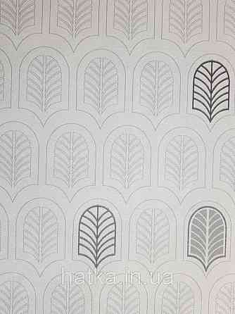 Шпалери вінілові на флізелін AS creation New-life геометрія фігури під листя чорні сірі на білому Київ