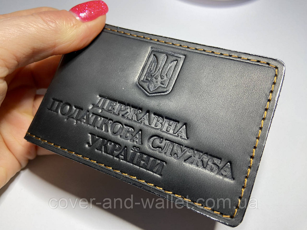 Обкладинка "Державна податкова служба України" з вінтажної шкіри чорного кольору Київ - фото 1
