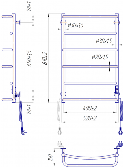 Электрический полотенцесушитель Mario Люкс HP -I 800x530 TR К таймер-регулятор Киев - изображение 8
