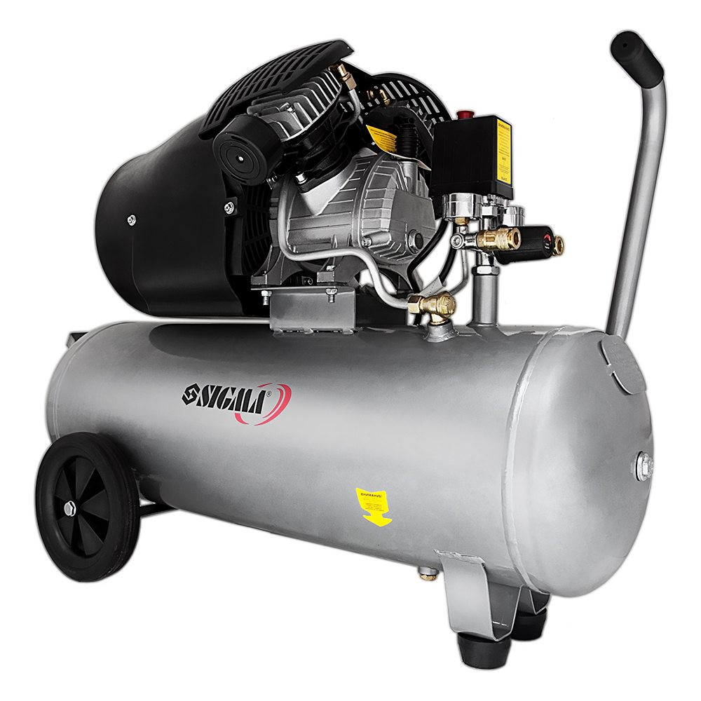 Sigma Компрессор двухцилиндровый (V) 2.5кВт 455л/мин 10бар 50л (2 крана) SIGMA (7043721) Коломия - фото 1