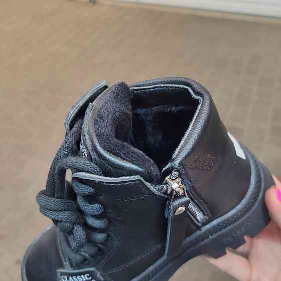 Детские демисезонные черные ботинки для девочек на флисе 31,32,35,36 Николаев