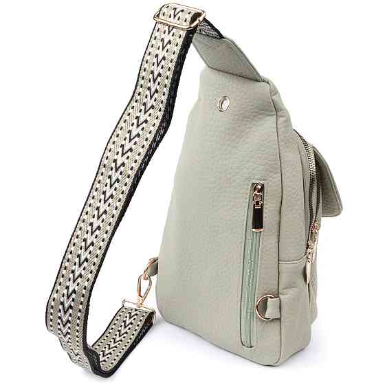 Великолепная женская сумка с одной лямкой через плечо из крупнозернистой экокожи Vintage 22765 Фисташковый Киев