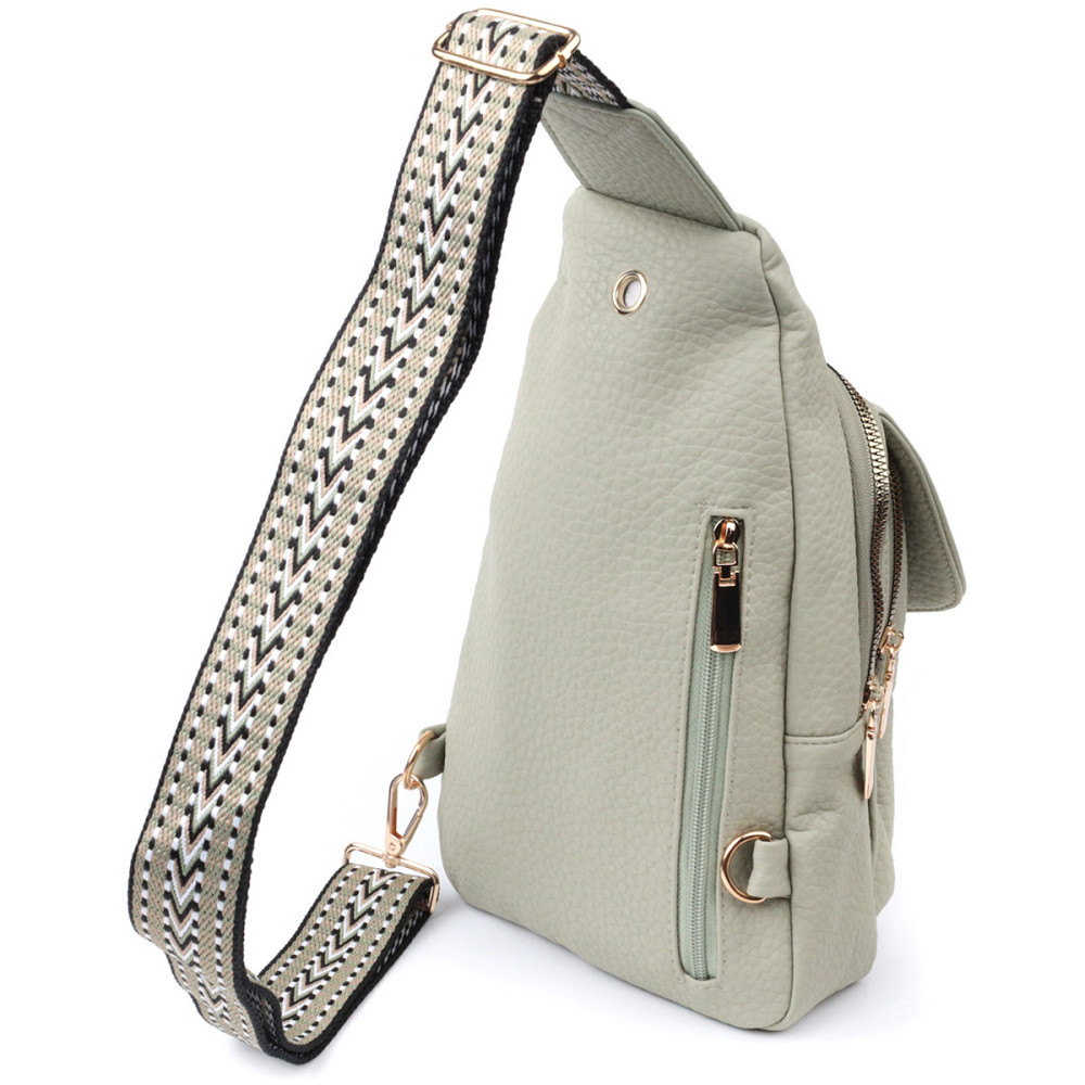 Великолепная женская сумка с одной лямкой через плечо из крупнозернистой экокожи Vintage 22765 Фисташковый Киев - изображение 2