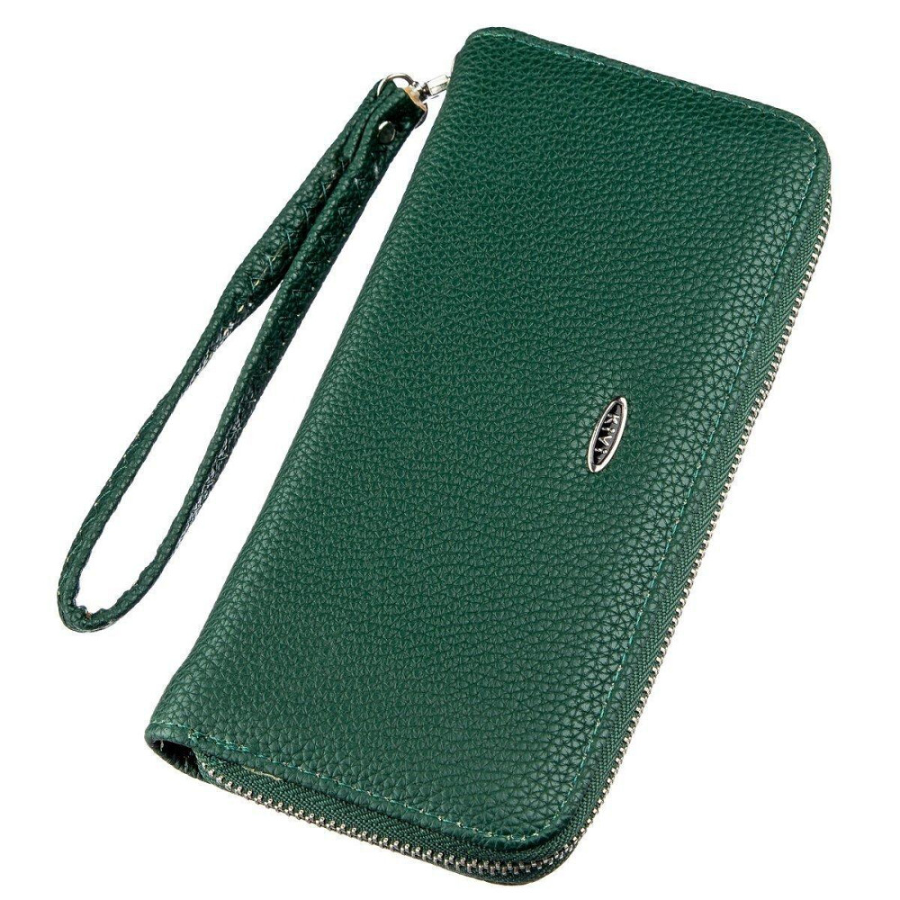 Гаманець жіночий на одну блискавку з екокожі флотар KIVI 19017 Зелений Київ - фото 5