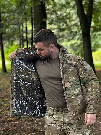 Тактическая зимняя водонепроницаемая куртка мультикам на подкладке Omni-Heat с капюшоном куртка зимняя WAR Львов