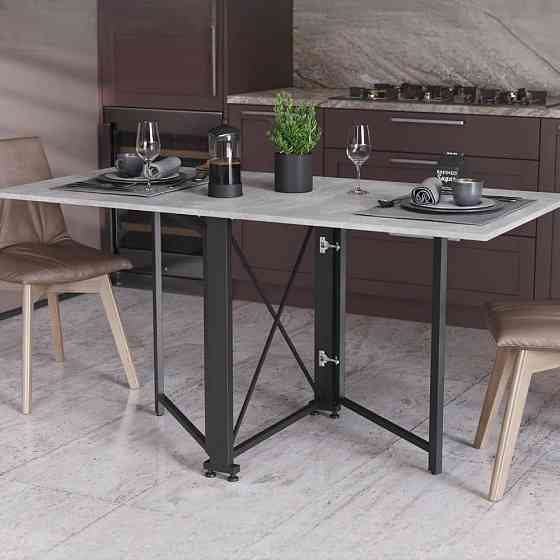 Стіл-книга трансформер Оріон 2 Ferrum-decor 750x1520x730 Чорний метал ДСП Бетон 16 мм (FRD-104589) Дніпро