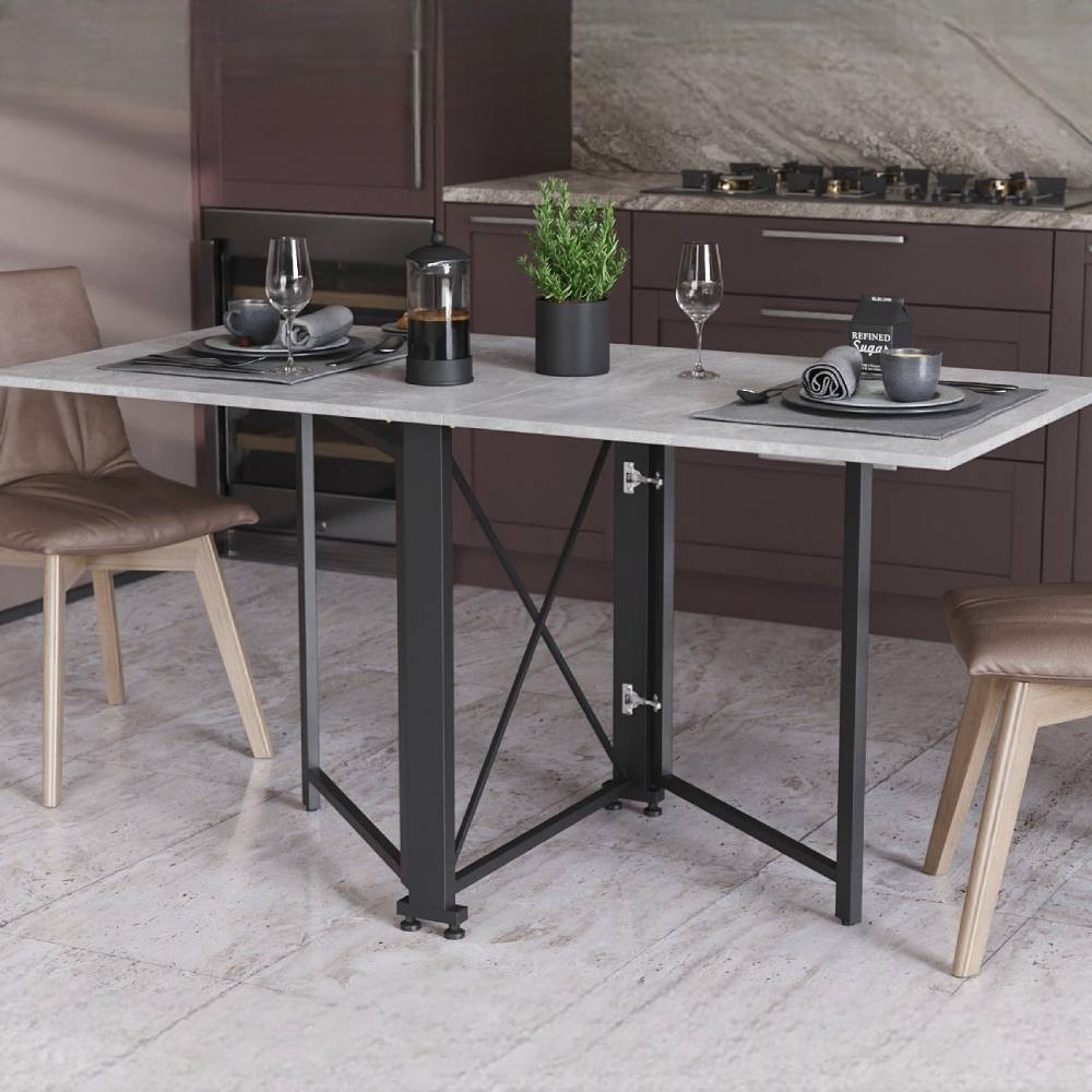 Стіл-книга трансформер Оріон 2 Ferrum-decor 750x1520x730 Чорний метал ДСП Бетон 16 мм (FRD-104589) Дніпро - фото 1