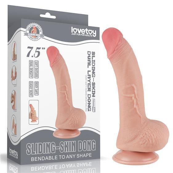 Фалоімітатор - Sliding-Skin Dual Layer Dong 7.5" Flesh Sex Aura Київ - фото 1
