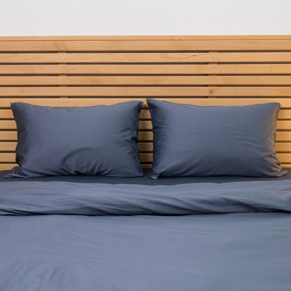 Cемейный комплект постельного белья Сатин Гладкий 135 г/м2 YouStar (Серый) 2 х 70х70 Сумы - изображение 8