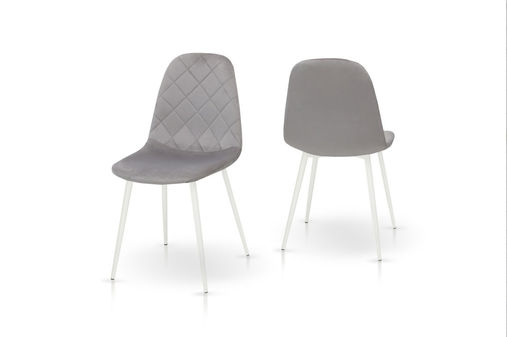 Стілець Ембер-L, білий/велюр світло-сірий Київ - фото 2