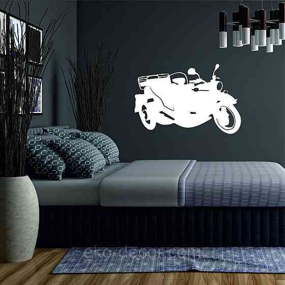 Декоративное настенное Панно «Мотоцыкл с коляской» Декор на стену 70*45 см, Белый Киев