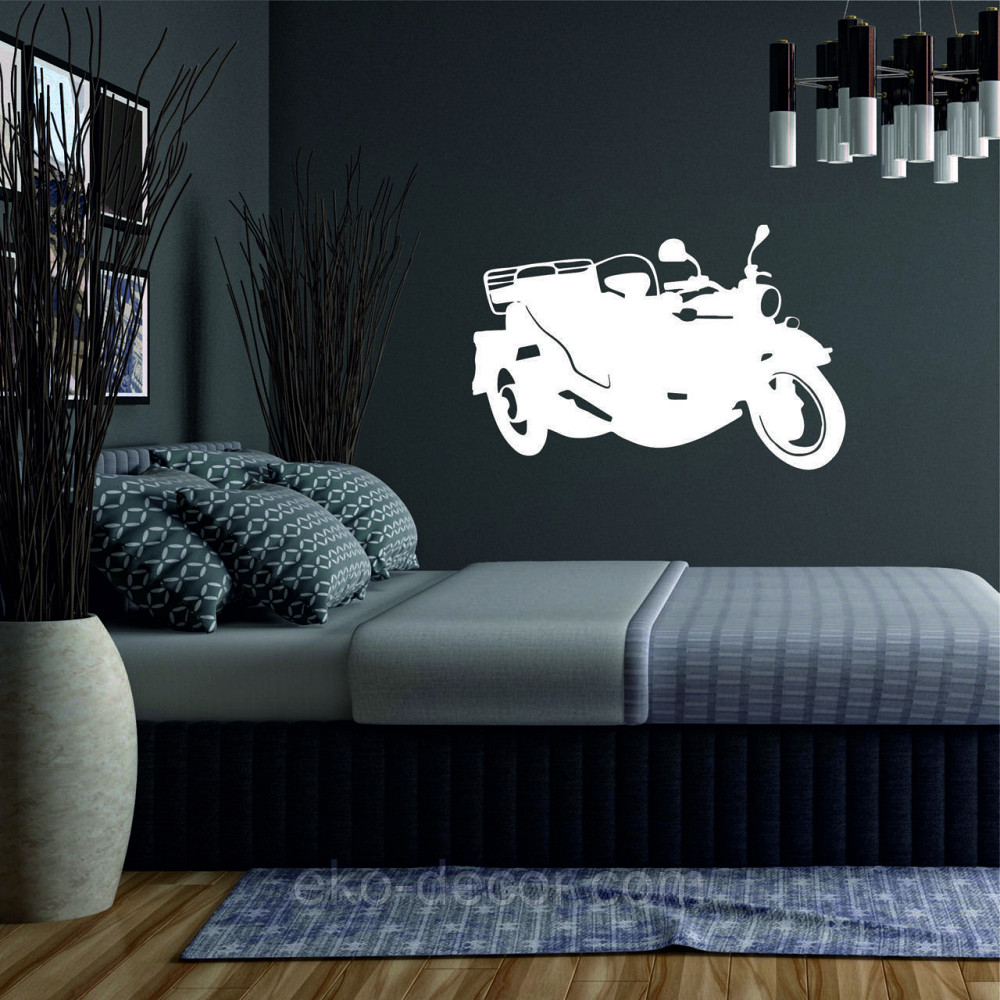 Декоративное настенное Панно «Мотоцыкл с коляской» Декор на стену 70*45 см, Белый Киев - изображение 4