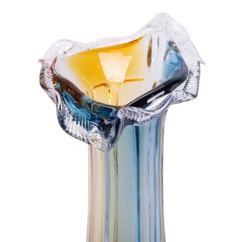 Yiwu Декоративна скляна ваза для квітів 29 см фігурна ваза 500 мл Жовто-синя HP-9-4 Киев - изображение 3