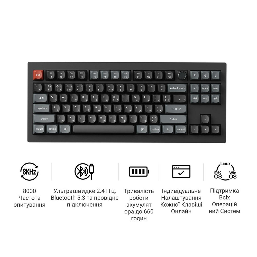 Клавіатура бездротова Keychron V3 Ultra Keychron Red Switch Black RGB (V3U-D1-UA) ( 25310 ) Харьков - изображение 8