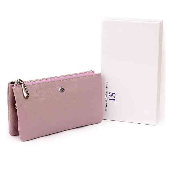 Вместительный клатч на два отделения женский ST Leather 19247 Лиловый Киев