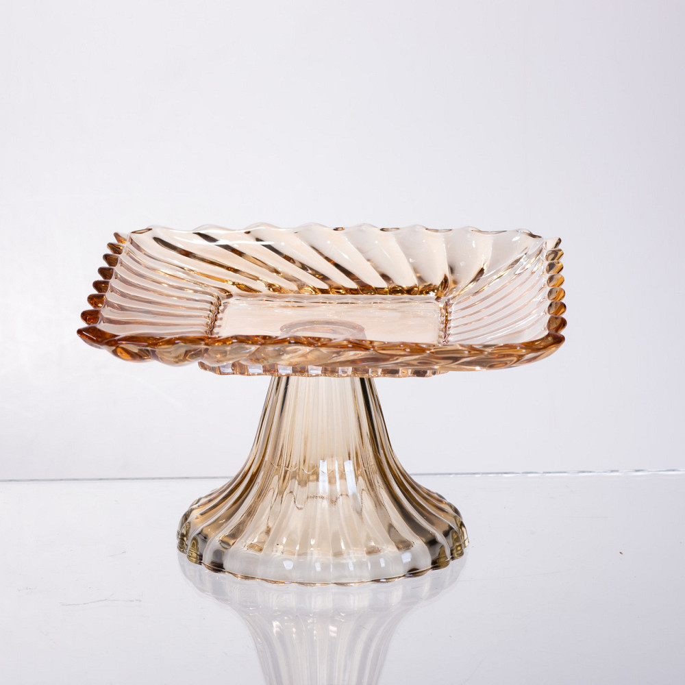 Тортівниця скляна квадратна на ніжці, 16×16 см Коричнева 64486-18 Коломыя - изображение 1