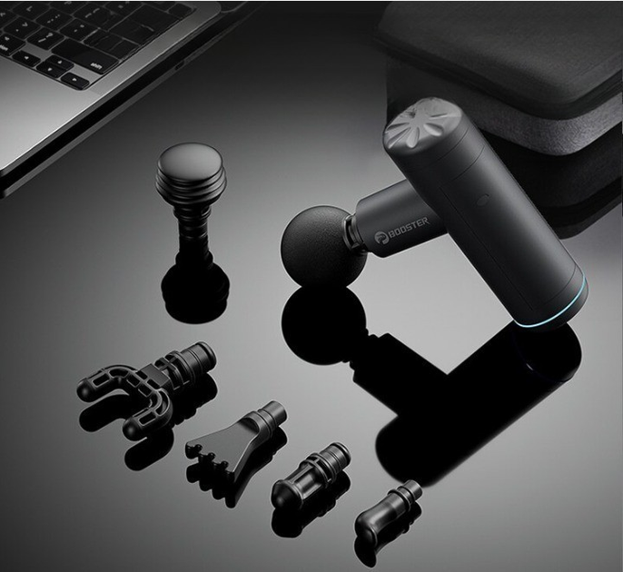 Перкуссионный массажный пистолет Booster Mini X 2500mAh (6 насадок) с кейсом Винница - изображение 9