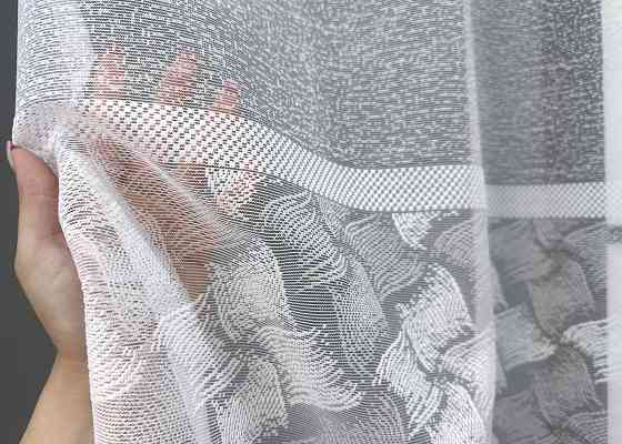 Короткая тюль, высота 1,6 м, жаккард цвет белый 1777т Киев