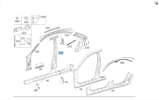 Mercedes-Benz  A2216304816 Права стійка "B" кузова з порогом S-Class W221 long S-class short W221 S-class long V221 Одесса