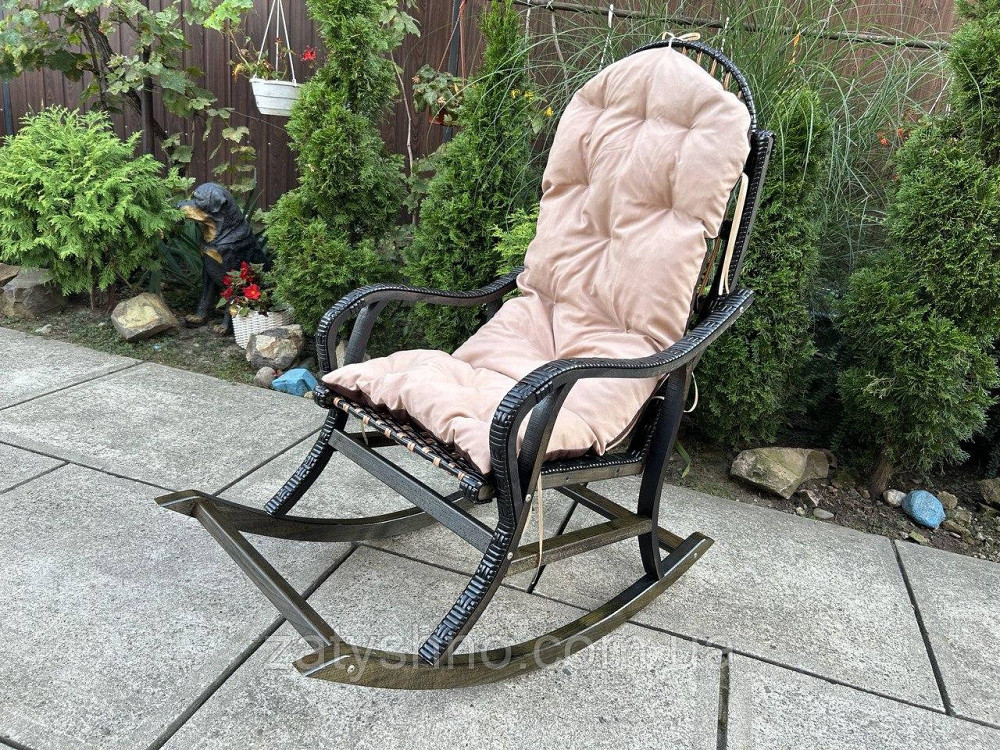 Кресло качалка черная с розовой накидкой Киев - изображение 4