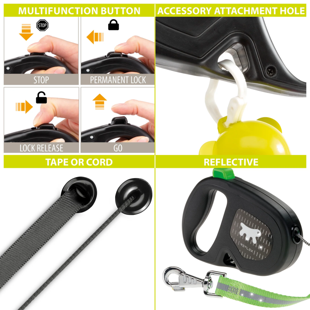 Поводок - рулетка для собак Ferplast Flippy One Reflex Cord (Ферпласт Флиппи Ван) 17.6 х 3.6 х 12.1 см - 5м/до 50 кг - L, Салатовый Запорожье - изображение 7