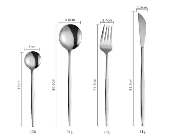 Набор столовых приборов Kitchen Ware 24 шт из нержавеющей стали на 6 персон Silver Коломия