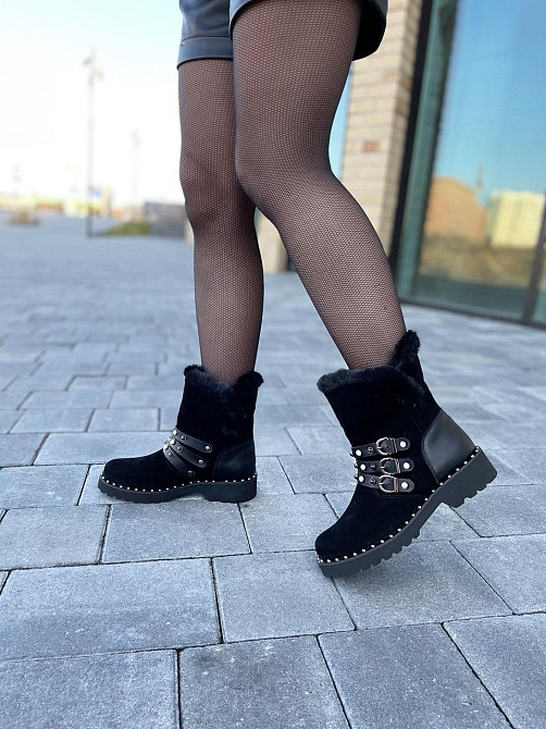 Унты женские M.KRAFT черные натуральная замша зима высота 15см обхват 28см подошва 2/3см размер Коломыя - изображение 7