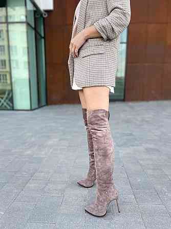 Nivelle Ботфорты женские NIVELLE капучино натуральная замша высота 50см каблук 10.5см обхват го Коломыя