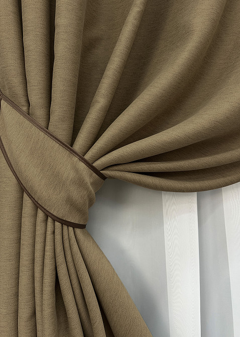 Комплект готовых штор VR-Textil Блэкаут двусторонний Eclipsе № 1795ш Миндальный 100х270 см 2 шт (31-837) Киев - изображение 5