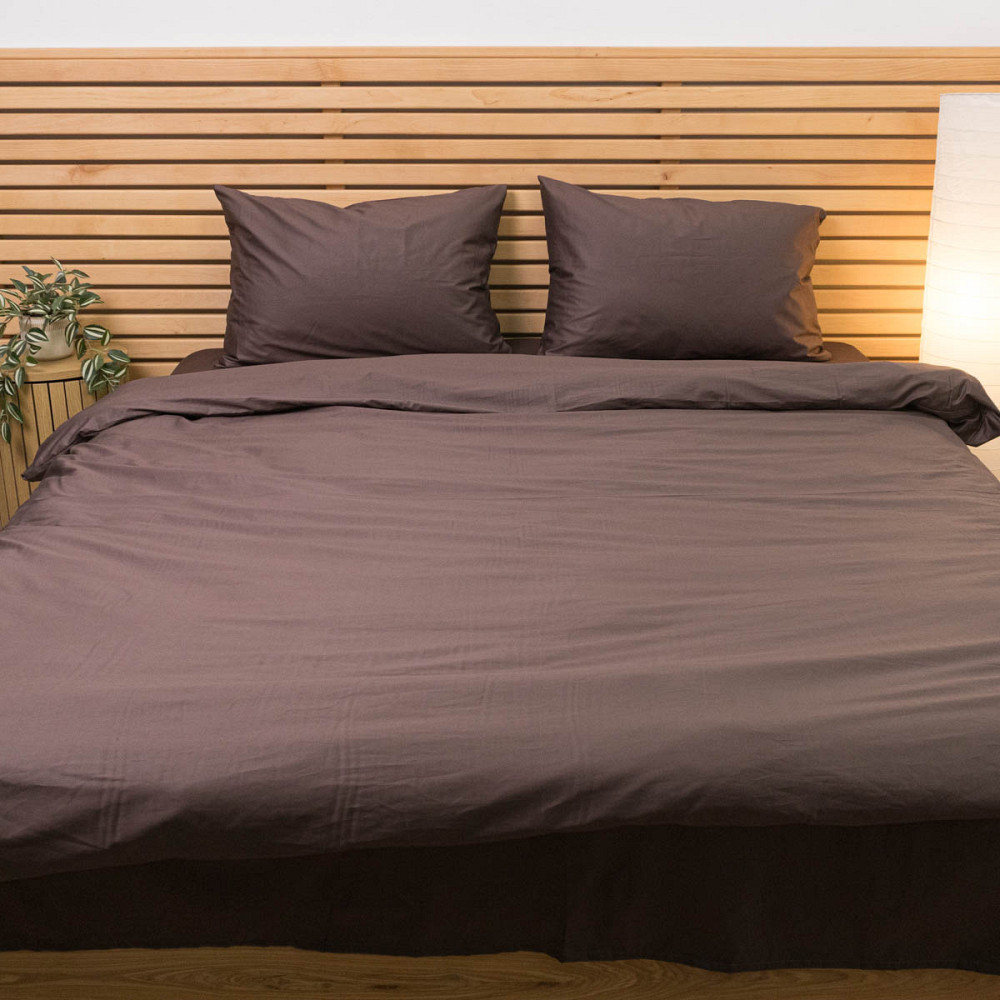 Комплект постільної білизни двоспальний Сатин Гладкий 135 г/м2 YouStar (Шоколад) 2 х 50х70 Суми - фото 1