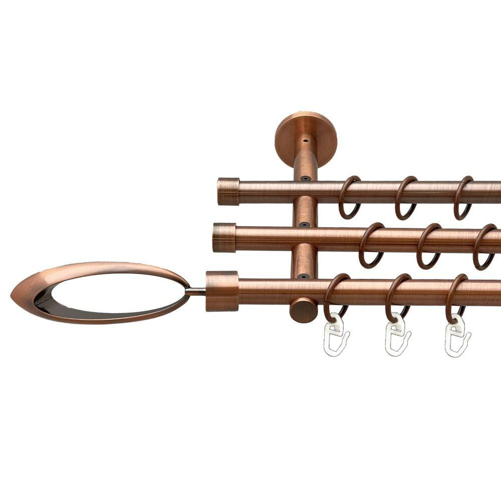 Карниз Orvit Венеція металевий трирядний циліндр (20 см) гладка труба кільце металеве Мідь 16\16\16 мм 160 см (00-00020317) Львів - фото 1