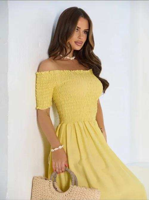 Платье макси с открытыми плечами лен-котон с открытыми плечами Одесса - изображение 8