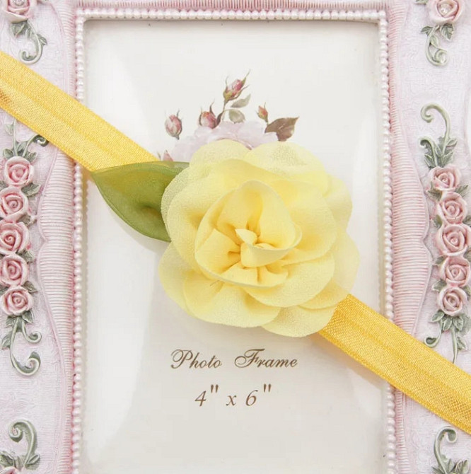 Детская повязка желтая - размер универсальный (на резиночке), размер цветка 5,5см Киев - изображение 1