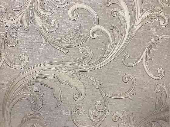 Шпалери вінілові на паперовій основі Sirpi Italian Silk 7 вензель молочний світло сірий основа під штукатурку Київ