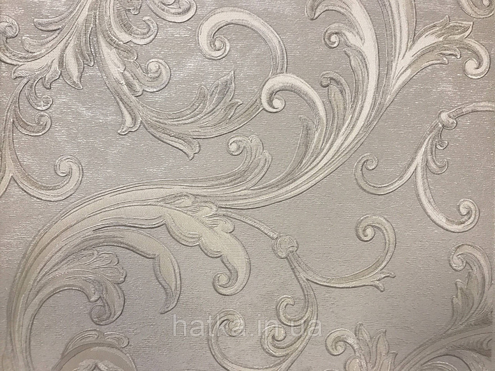 Шпалери вінілові на паперовій основі Sirpi Italian Silk 7 вензель молочний світло сірий основа під штукатурку Київ - фото 2