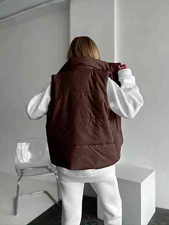 Жіноча тепла жилетка на блискавці без капюшона плащівка на синтепоні Шоколад, 42/44 Одеса