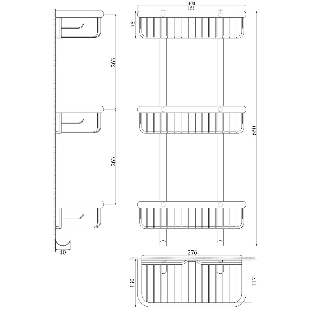 Поличка пряма потрійна TOPAZ 4103 Луцк - изображение 3