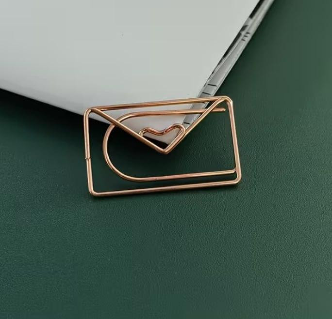 Набір металевих скріпок закладок 10 шт у формі конверта з серцем, декоративні скріпки для книг і планера Київ - фото 4