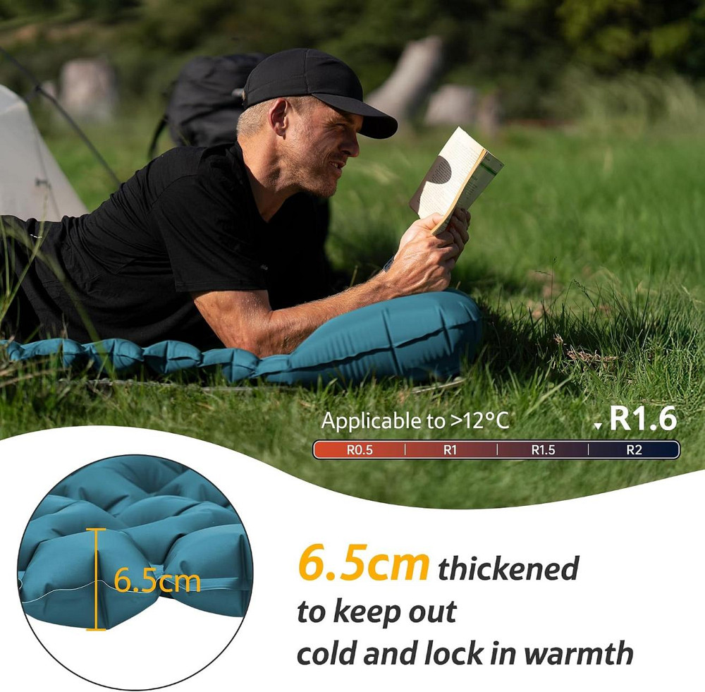 Матрац надувний подвійний Naturehike Double CNK2550WS019 FC01 з вбудованим ножним насосом (Синій) Київ - фото 3