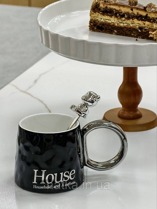 Тортівниця підставка для торта на ніжці «White kitchen» 27*16 см кераміка+дерево 8030-324 Київ - фото 4