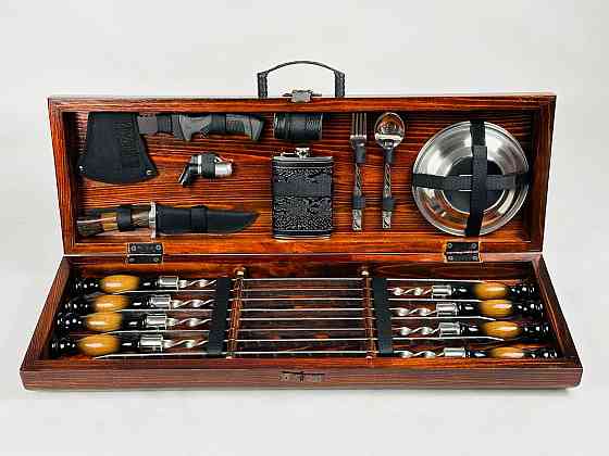 Подарочный набор шампуров в деревянном кейсе ПИКНИК LUX HAPPY DAYS Тернополь