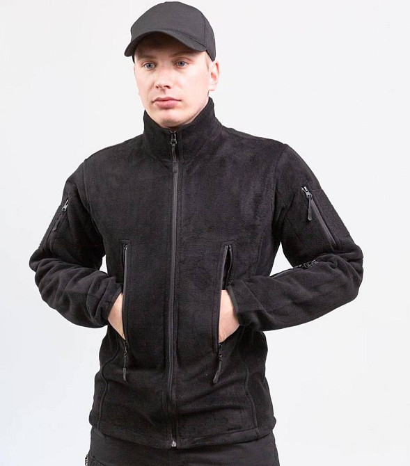 Чоловіча флісова кофта Flas на блискавці (Чорний) XL Київ - фото 4