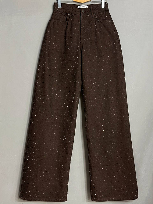 Джинси жіночі Dk-49 1720 Palazzo Baggy з камінцями широкі коричневі, коричневий, 38, 38, 77 см, 112 см Київ - фото 19