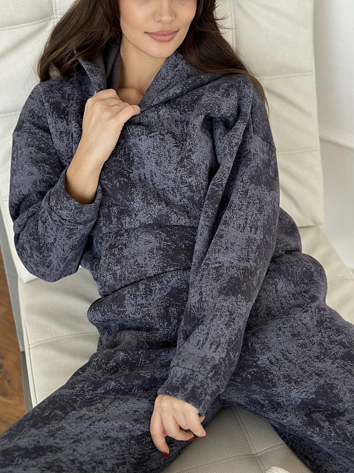Теплый костюм женский мраморный принт на флисе Графитовый XXL/XXXL Харьков - изображение 7