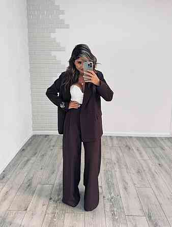 Женский стильный классический костюм двойка, костюмка Шоколад, 46/48 Одесса