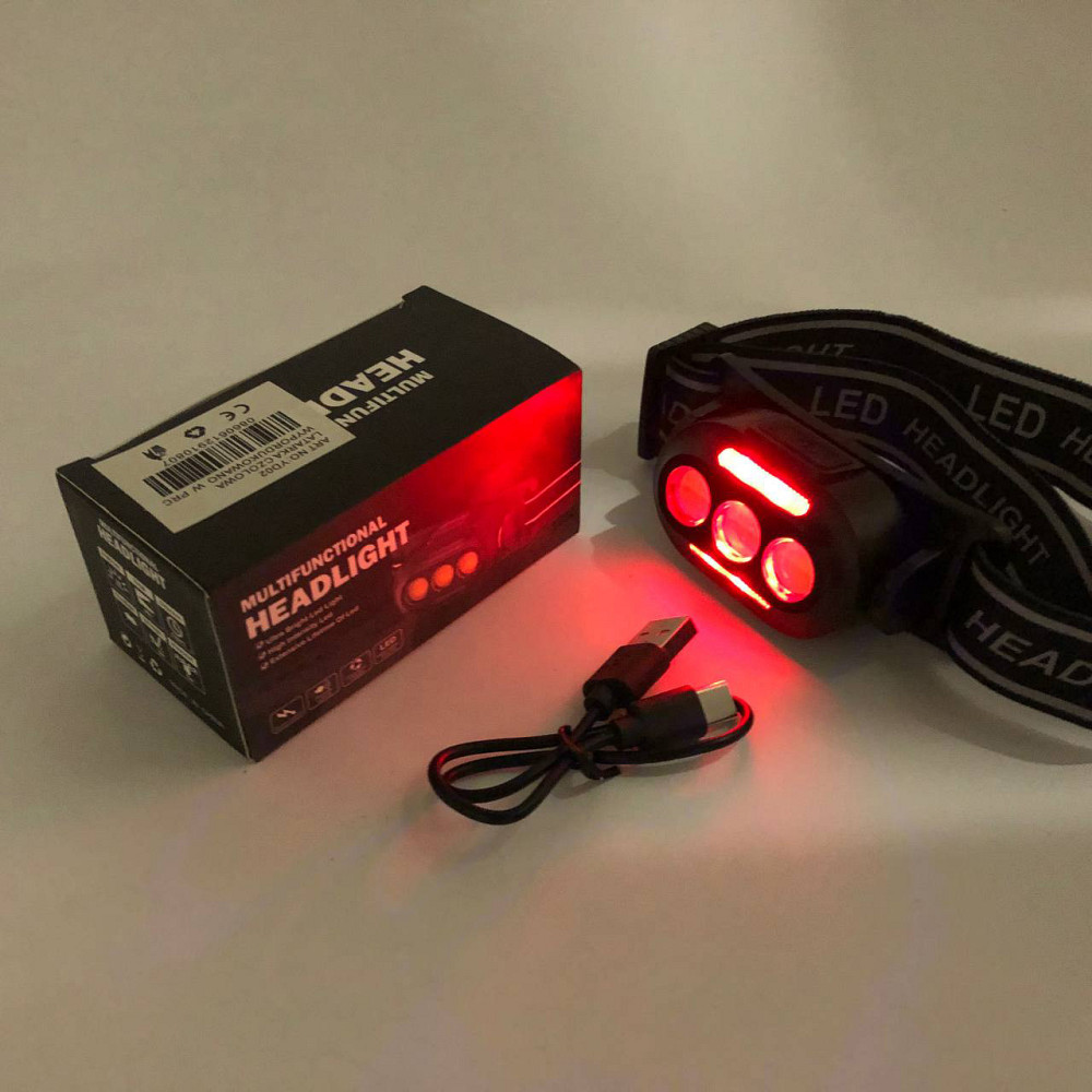 Налобный светодиодный фонарь для ночных прогулок YD02-COB (White+red+blue), LS-131 Фонарик налобник Киев - изображение 10