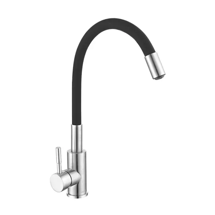 Змішувач для кухні WEZER EKO4X-01B з гнучким виливом, сатин/чорний Київ - фото 1