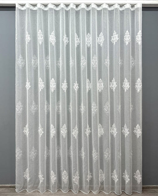 Тюль VR-Textil 1677т Батист с вышивкой Белый 300х270 см (42-0676) Киев - изображение 2